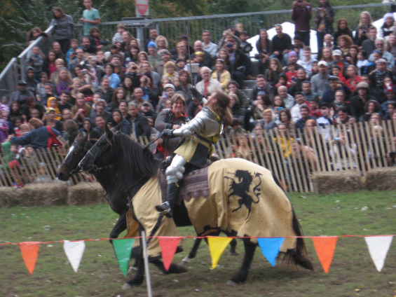 Knights fighting on horseback